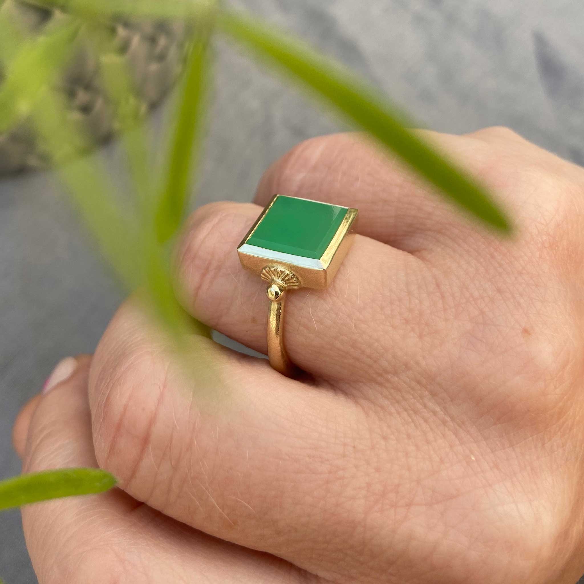 Chrysoprase Statement Ring in 14ct Solid Gold